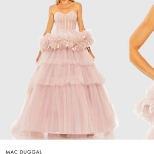 Mac Duggal Blush Strapless Tulle Dress